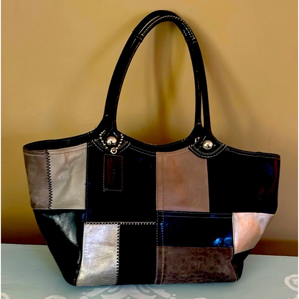 Coach F14045 Beecker Legacy Black/Tan Patchwork Purse